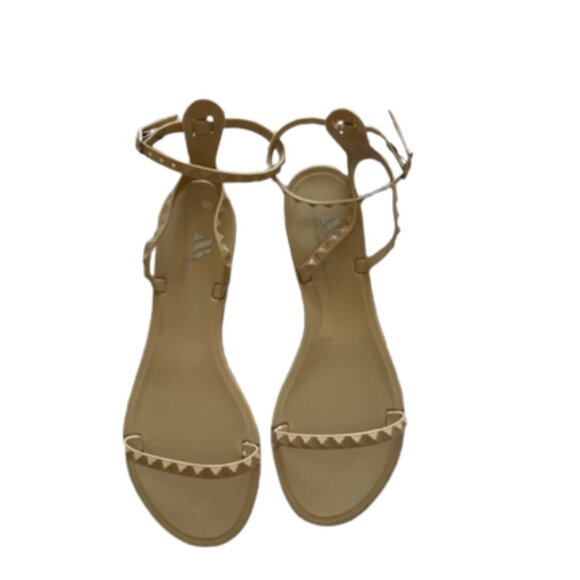 Womens Jelly Sandals Size 9 Adjustable Straps Flat Studded Gladiator Style Nude - Picture 6 of 8